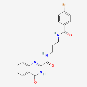 molecular formula C19H17BrN4O3 B603933 N-(3-{[(4-bromophenyl)carbonyl]amino}propyl)-4-hydroxyquinazoline-2-carboxamide CAS No. 1119415-27-8