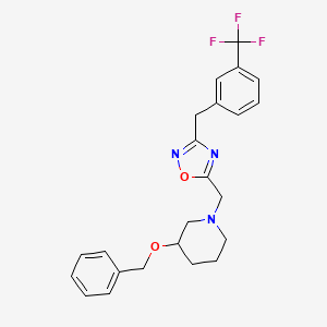 molecular formula C23H24F3N3O2 B6039330 3-(benzyloxy)-1-({3-[3-(trifluoromethyl)benzyl]-1,2,4-oxadiazol-5-yl}methyl)piperidine 