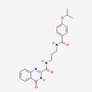 molecular formula C22H24N4O4 B603934 N-{3-[(4-isopropoxybenzoyl)amino]propyl}-4-oxo-3,4-dihydro-2-quinazolinecarboxamide CAS No. 1119503-50-2