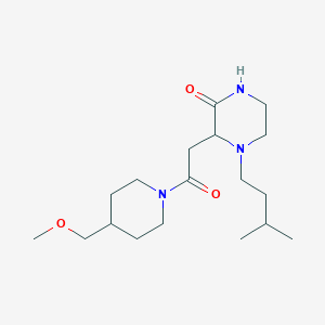 molecular formula C18H33N3O3 B6039352 3-{2-[4-(methoxymethyl)-1-piperidinyl]-2-oxoethyl}-4-(3-methylbutyl)-2-piperazinone 