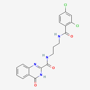 molecular formula C19H16Cl2N4O3 B603936 N-{3-[(2,4-dichlorobenzoyl)amino]propyl}-4-oxo-3,4-dihydro-2-quinazolinecarboxamide CAS No. 1119415-29-0