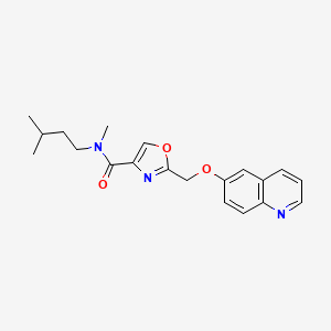 molecular formula C20H23N3O3 B6039386 N-methyl-N-(3-methylbutyl)-2-[(6-quinolinyloxy)methyl]-1,3-oxazole-4-carboxamide 