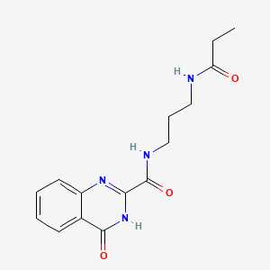 molecular formula C15H18N4O3 B603940 4-hydroxy-N-[3-(propanoylamino)propyl]quinazoline-2-carboxamide CAS No. 1119503-66-0