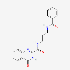 molecular formula C19H18N4O3 B603941 4-hydroxy-N-{3-[(phenylcarbonyl)amino]propyl}quinazoline-2-carboxamide CAS No. 1119503-37-5
