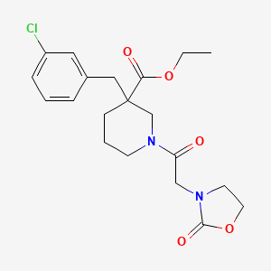 molecular formula C20H25ClN2O5 B6039424 ethyl 3-(3-chlorobenzyl)-1-[(2-oxo-1,3-oxazolidin-3-yl)acetyl]-3-piperidinecarboxylate 