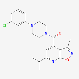 molecular formula C21H23ClN4O2 B6039428 4-{[4-(3-chlorophenyl)-1-piperazinyl]carbonyl}-6-isopropyl-3-methylisoxazolo[5,4-b]pyridine 