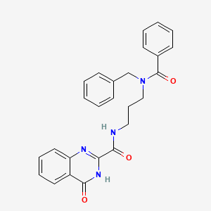 molecular formula C26H24N4O3 B603943 N-{3-[benzoyl(benzyl)amino]propyl}-4-oxo-3,4-dihydro-2-quinazolinecarboxamide CAS No. 1119504-14-1