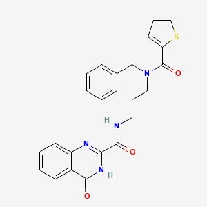 molecular formula C24H22N4O3S B603944 N-{3-[benzyl(thiophen-2-ylcarbonyl)amino]propyl}-4-hydroxyquinazoline-2-carboxamide CAS No. 1120220-63-4