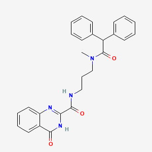 molecular formula C27H26N4O3 B603945 N-{3-[(diphenylacetyl)(methyl)amino]propyl}-4-hydroxyquinazoline-2-carboxamide CAS No. 1120290-14-3