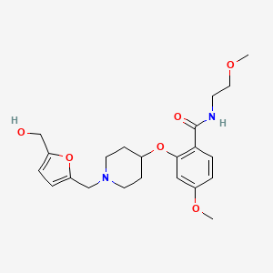 molecular formula C22H30N2O6 B6039465 2-[(1-{[5-(hydroxymethyl)-2-furyl]methyl}-4-piperidinyl)oxy]-4-methoxy-N-(2-methoxyethyl)benzamide 