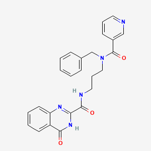 molecular formula C25H23N5O3 B603948 N-{3-[benzyl(pyridin-3-ylcarbonyl)amino]propyl}-4-hydroxyquinazoline-2-carboxamide CAS No. 1119398-31-0
