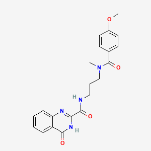 molecular formula C21H22N4O4 B603950 N-{3-[(4-methoxybenzoyl)(methyl)amino]propyl}-4-oxo-3,4-dihydro-2-quinazolinecarboxamide CAS No. 1119503-87-5