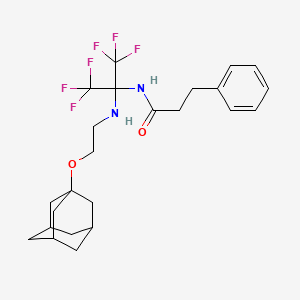 molecular formula C24H30F6N2O2 B6039528 N-[1-{[2-(1-adamantyloxy)ethyl]amino}-2,2,2-trifluoro-1-(trifluoromethyl)ethyl]-3-phenylpropanamide 