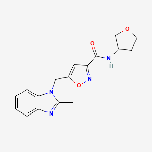 molecular formula C17H18N4O3 B6039531 5-[(2-methyl-1H-benzimidazol-1-yl)methyl]-N-(tetrahydro-3-furanyl)-3-isoxazolecarboxamide 
