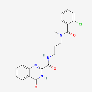 molecular formula C20H19ClN4O3 B603955 N-(3-{[(2-chlorophenyl)carbonyl](methyl)amino}propyl)-4-hydroxyquinazoline-2-carboxamide CAS No. 1120289-76-0