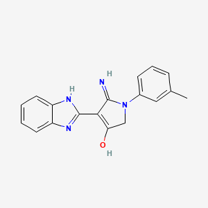 molecular formula C18H16N4O B6039558 5-amino-4-(1H-benzimidazol-2-yl)-1-(3-methylphenyl)-1,2-dihydro-3H-pyrrol-3-one 