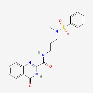 molecular formula C19H20N4O4S B603957 N-{3-[methyl(phenylsulfonyl)amino]propyl}-4-oxo-3,4-dihydro-2-quinazolinecarboxamide CAS No. 1119504-01-6