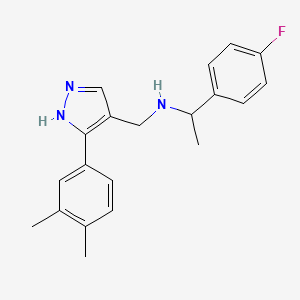 molecular formula C20H22FN3 B6039597 N-{[3-(3,4-dimethylphenyl)-1H-pyrazol-4-yl]methyl}-1-(4-fluorophenyl)ethanamine 