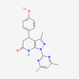 molecular formula C20H21N5O2 B6039628 1-(4,6-dimethyl-2-pyrimidinyl)-4-(4-methoxyphenyl)-3-methyl-1,4,5,7-tetrahydro-6H-pyrazolo[3,4-b]pyridin-6-one 