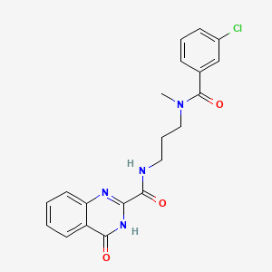 molecular formula C20H19ClN4O3 B603963 N-(3-{[(3-chlorophenyl)carbonyl](methyl)amino}propyl)-4-hydroxyquinazoline-2-carboxamide CAS No. 1119503-80-8