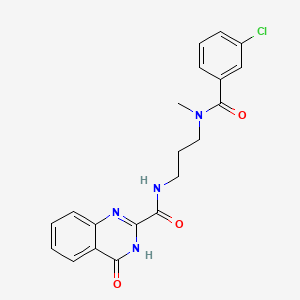 molecular formula C20H19ClN4O3 B603963 N-{3-[(3-chlorobenzoyl)(methyl)amino]propyl}-4-oxo-3,4-dihydro-2-quinazolinecarboxamide CAS No. 1119503-80-8