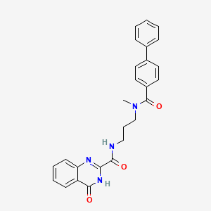 molecular formula C26H24N4O3 B603964 N-{3-[(biphenyl-4-ylcarbonyl)(methyl)amino]propyl}-4-hydroxyquinazoline-2-carboxamide CAS No. 1119416-20-4