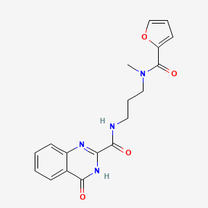 molecular formula C18H18N4O4 B603968 N-{3-[(furan-2-ylcarbonyl)(methyl)amino]propyl}-4-hydroxyquinazoline-2-carboxamide CAS No. 1119416-87-3