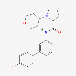 molecular formula C22H25FN2O2 B6039686 N-(4'-fluoro-3-biphenylyl)-1-(tetrahydro-2H-pyran-4-yl)prolinamide 