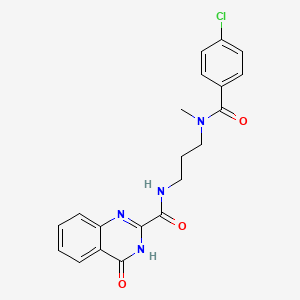 molecular formula C20H19ClN4O3 B603969 N-(3-{[(4-chlorophenyl)carbonyl](methyl)amino}propyl)-4-hydroxyquinazoline-2-carboxamide CAS No. 1119416-28-2