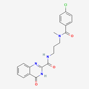 molecular formula C20H19ClN4O3 B603969 N-{3-[(4-chlorobenzoyl)(methyl)amino]propyl}-4-oxo-3,4-dihydro-2-quinazolinecarboxamide CAS No. 1119416-28-2