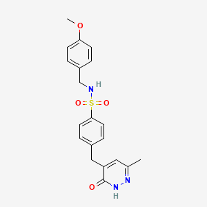 molecular formula C20H21N3O4S B6039699 N-(4-methoxybenzyl)-4-[(6-methyl-3-oxo-2,3-dihydro-4-pyridazinyl)methyl]benzenesulfonamide 