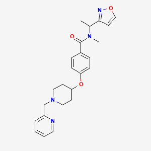 molecular formula C24H28N4O3 B6039700 N-[1-(3-isoxazolyl)ethyl]-N-methyl-4-{[1-(2-pyridinylmethyl)-4-piperidinyl]oxy}benzamide 