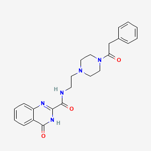 molecular formula C23H25N5O3 B603972 4-oxo-N-{2-[4-(phenylacetyl)-1-piperazinyl]ethyl}-3,4-dihydro-2-quinazolinecarboxamide CAS No. 1246042-86-3
