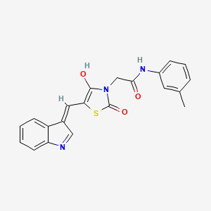 molecular formula C21H17N3O3S B6039725 2-[5-(1H-indol-3-ylmethylene)-2,4-dioxo-1,3-thiazolidin-3-yl]-N-(3-methylphenyl)acetamide 