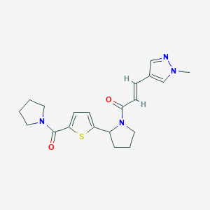 molecular formula C20H24N4O2S B6039732 1-methyl-4-((1E)-3-oxo-3-{2-[5-(1-pyrrolidinylcarbonyl)-2-thienyl]-1-pyrrolidinyl}-1-propen-1-yl)-1H-pyrazole 