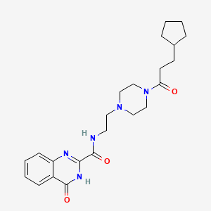 molecular formula C23H31N5O3 B603975 N-{2-[4-(3-cyclopentylpropanoyl)piperazin-1-yl]ethyl}-4-hydroxyquinazoline-2-carboxamide CAS No. 1224157-03-2
