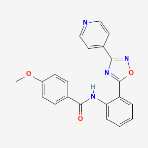 molecular formula C21H16N4O3 B603977 4-methoxy-N-{2-[3-(4-pyridinyl)-1,2,4-oxadiazol-5-yl]phenyl}benzamide CAS No. 1119434-11-5