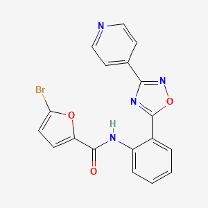 molecular formula C18H11BrN4O3 B603986 5-bromo-N-{2-[3-(4-pyridinyl)-1,2,4-oxadiazol-5-yl]phenyl}-2-furamide CAS No. 1120233-45-5