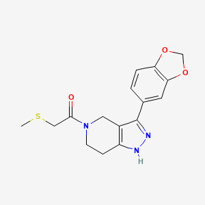 molecular formula C16H17N3O3S B6039865 3-(1,3-benzodioxol-5-yl)-5-[(methylthio)acetyl]-4,5,6,7-tetrahydro-1H-pyrazolo[4,3-c]pyridine 