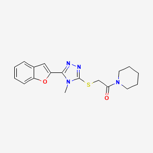 molecular formula C18H20N4O2S B6039880 1-({[5-(1-benzofuran-2-yl)-4-methyl-4H-1,2,4-triazol-3-yl]thio}acetyl)piperidine 