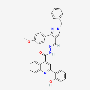 molecular formula C34H27N5O3 B6039900 N'-{[1-benzyl-3-(4-methoxyphenyl)-1H-pyrazol-4-yl]methylene}-2-(2-hydroxyphenyl)-4-quinolinecarbohydrazide 