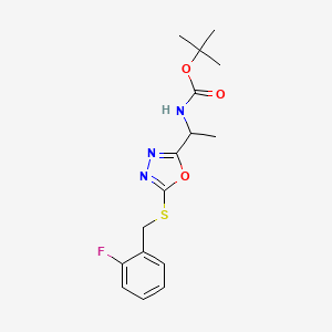 molecular formula C16H20FN3O3S B6039927 tert-butyl (1-{5-[(2-fluorobenzyl)thio]-1,3,4-oxadiazol-2-yl}ethyl)carbamate 