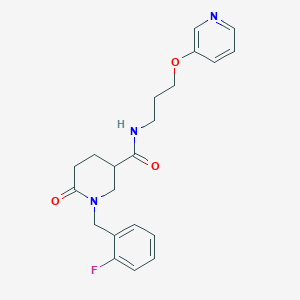 molecular formula C21H24FN3O3 B6039949 1-(2-fluorobenzyl)-6-oxo-N-[3-(3-pyridinyloxy)propyl]-3-piperidinecarboxamide 