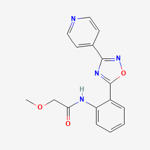 molecular formula C16H14N4O3 B603995 2-methoxy-N-{2-[3-(4-pyridinyl)-1,2,4-oxadiazol-5-yl]phenyl}acetamide CAS No. 1119442-17-9