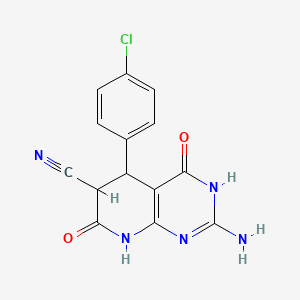 molecular formula C14H10ClN5O2 B6039972 2-amino-5-(4-chlorophenyl)-4,7-dioxo-1,4,5,6,7,8-hexahydropyrido[2,3-d]pyrimidine-6-carbonitrile 