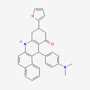 molecular formula C29H26N2O2 B6039987 12-[4-(dimethylamino)phenyl]-9-(2-furyl)-8,9,10,12-tetrahydrobenzo[a]acridin-11(7H)-one 