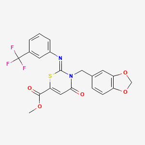 methyl 3-(1,3-benzodioxol-5-ylmethyl)-4-oxo-2-{[3-(trifluoromethyl)phenyl]imino}-3,4-dihydro-2H-1,3-thiazine-6-carboxylate