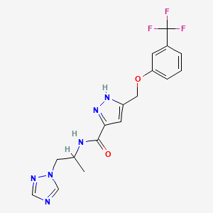 molecular formula C17H17F3N6O2 B6040073 N-[1-methyl-2-(1H-1,2,4-triazol-1-yl)ethyl]-5-{[3-(trifluoromethyl)phenoxy]methyl}-1H-pyrazole-3-carboxamide 