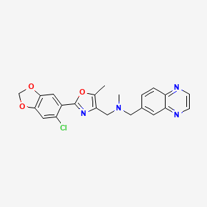 molecular formula C22H19ClN4O3 B6040111 1-[2-(6-chloro-1,3-benzodioxol-5-yl)-5-methyl-1,3-oxazol-4-yl]-N-methyl-N-(6-quinoxalinylmethyl)methanamine 