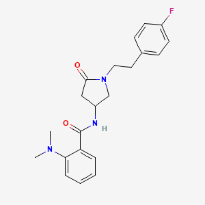 molecular formula C21H24FN3O2 B6040142 2-(dimethylamino)-N-{1-[2-(4-fluorophenyl)ethyl]-5-oxo-3-pyrrolidinyl}benzamide 